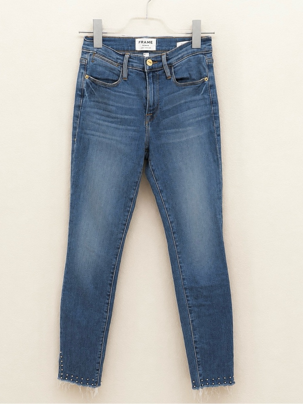 Frame Denim Jeans "Le High Skinny" Stud Embellishment